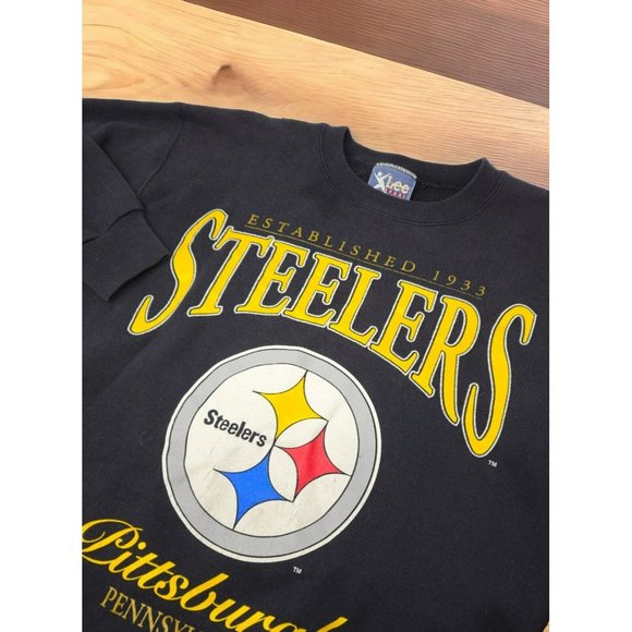 Lee Sport VTG NFL Pittsburgh Steelers Black Crewneck Sweatshirt 90s Football USA - Picture 1 of 13